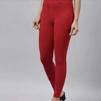 Ankle Fit Leggins - 34 Inch, XL - XXL | Red, 4-Way Lyrac Fabric, All Season, Washable Design, Ideal for Comfort and Style
