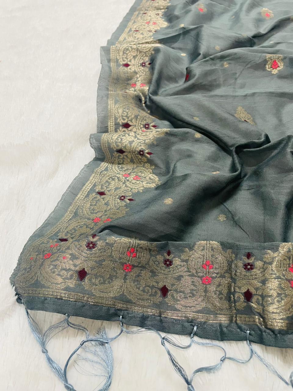 Grey cotton dupatta