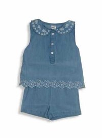 Max Baby Girls Denim Jumpsuit - Denim Fabric, Size 6m To 24m, Classic Blue | Stylish Design For Comfort And Ease Of Movement