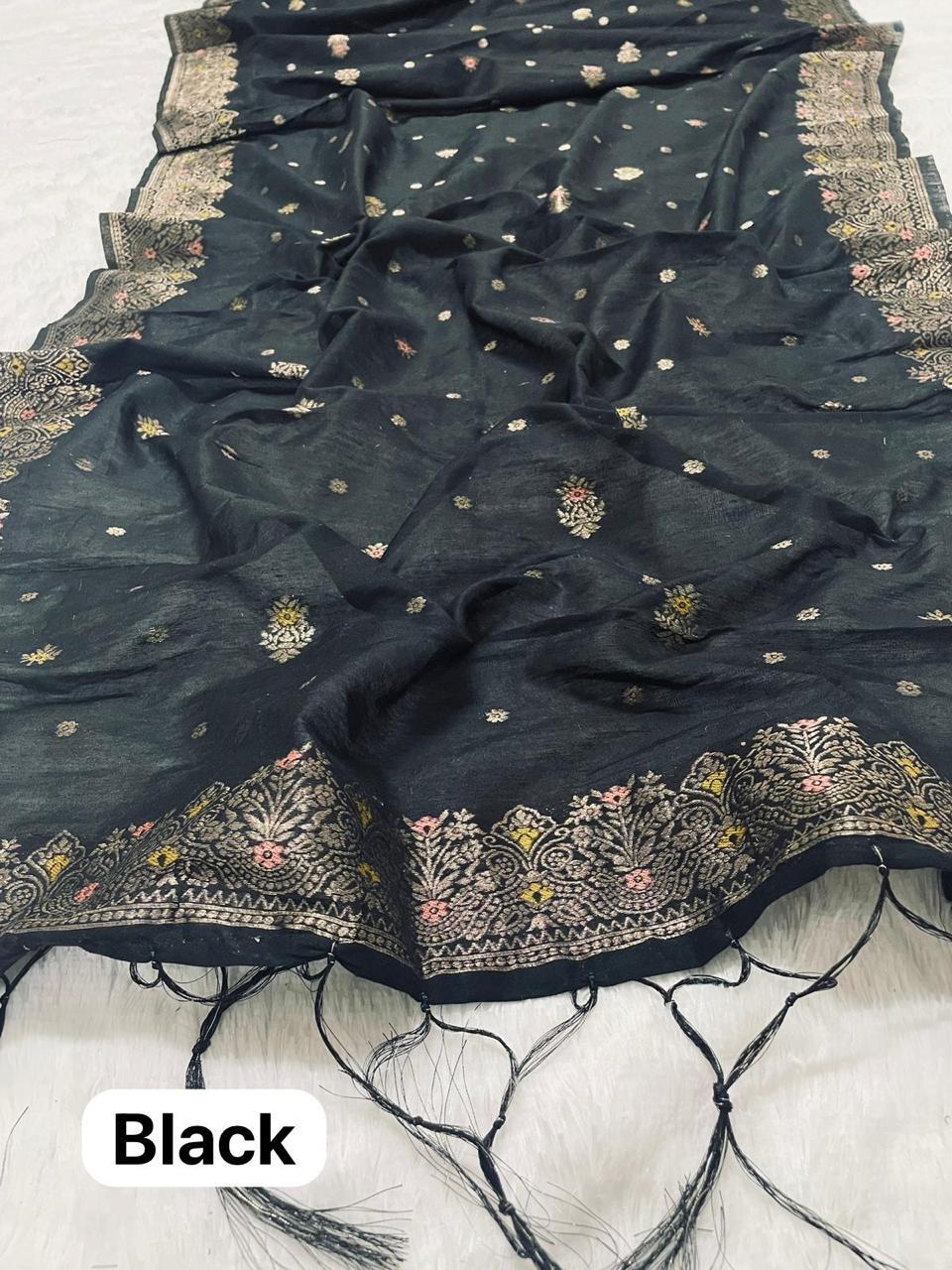 Black Cotton Silk Dupatta