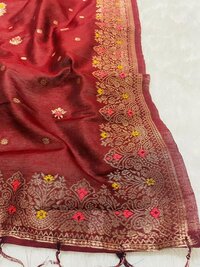 Maroon Cotton Silk  Dupatta