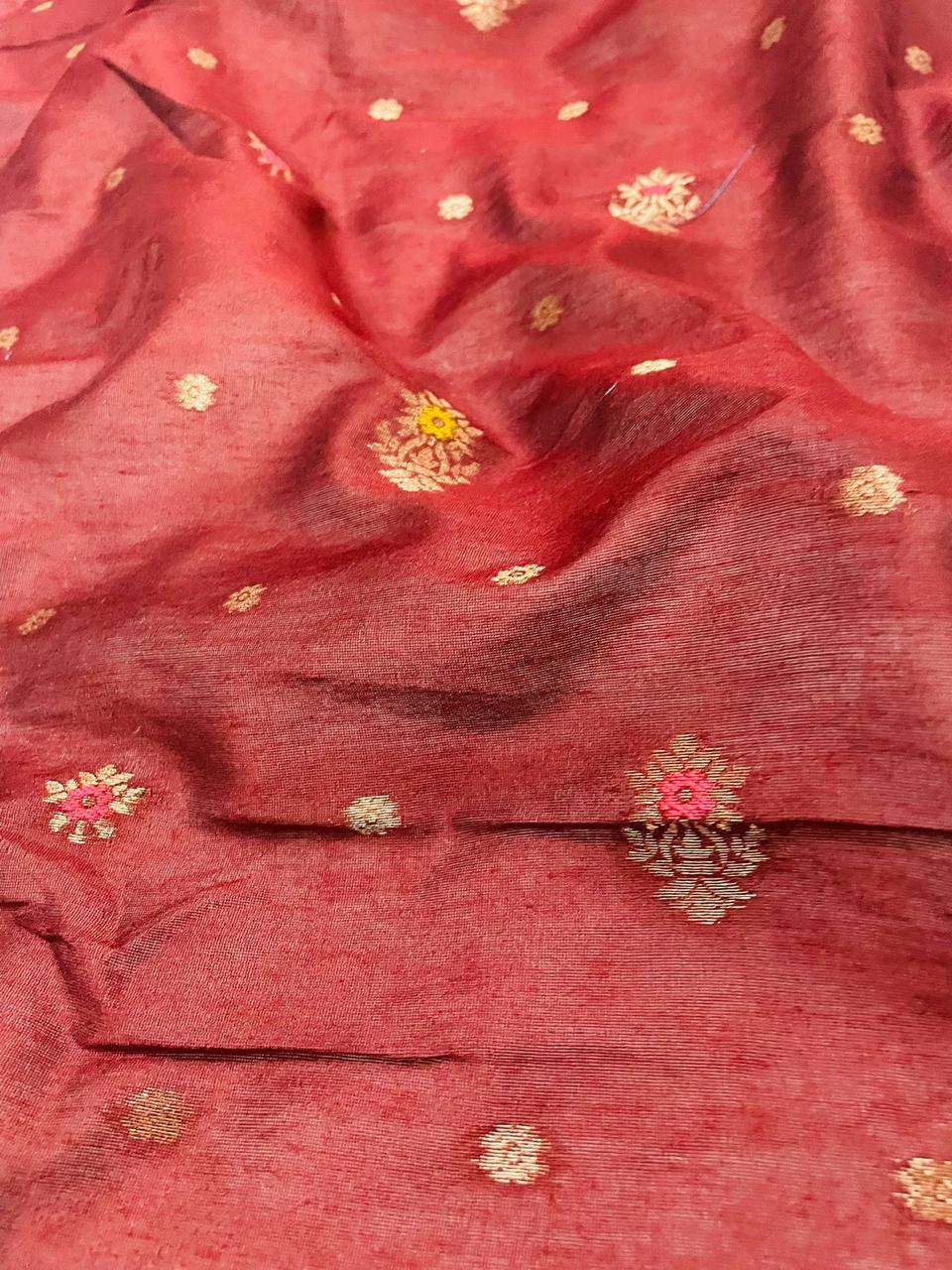 Maroon Cotton Silk  Dupatta