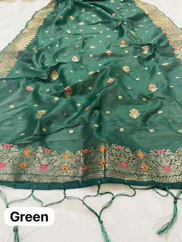 Green cotton Silk dupatta