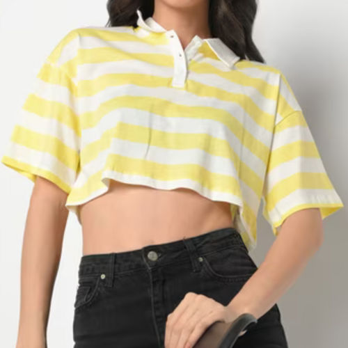 Stripped Quality Crop Top T Shirt For Womens