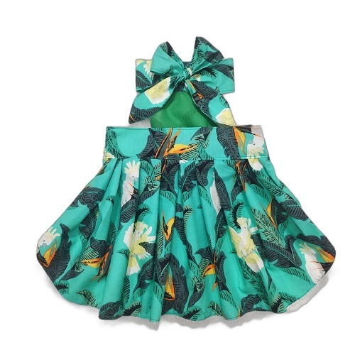 Floral Green Backless Summer Dress For Cats Dogs