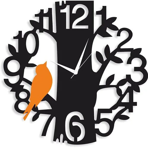 Tree Shape Round Wooden Clock