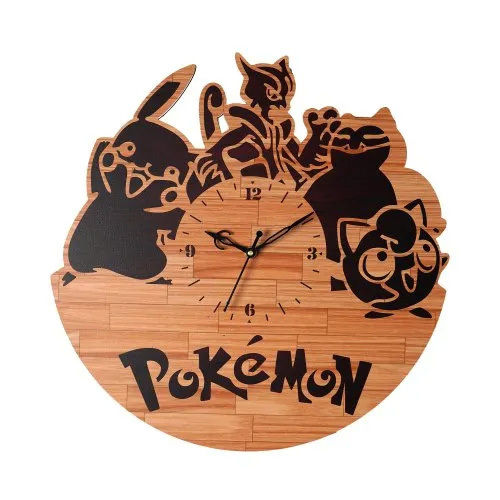 Wooden Pokemon Shape Wall Clock