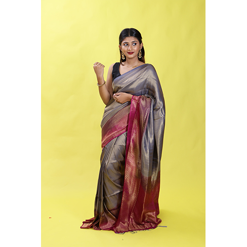 Casual Grey Malbari Silk Saree