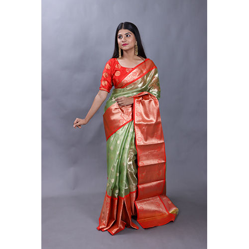 Red Light Green Organza Saree