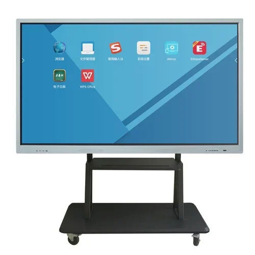 75 Inch Interactive Flat Panel - Metal and Plastic Construction | Rectangle Shape, Black Color, Ideal for All Ages in Education