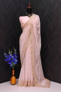 Faux Georgette Saree                                                                                               .