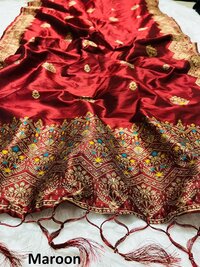 Maroon Soft Banarasi Silk Dupatta