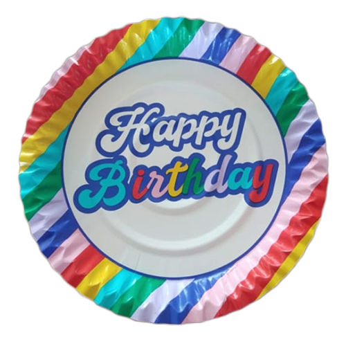 Happy Birthday Print Round Plates