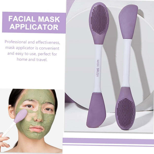 DOUBLE-HEADED SILICONE MASK BRUSH FACE CLEANSING AND APPLYING MUD MASK BEAUTY SALON SPECIAL BRUSH SMEAR TOOL FACIAL SCRUB SILICONE WASH SCRUBBER FACE TOOLS (1 PC)