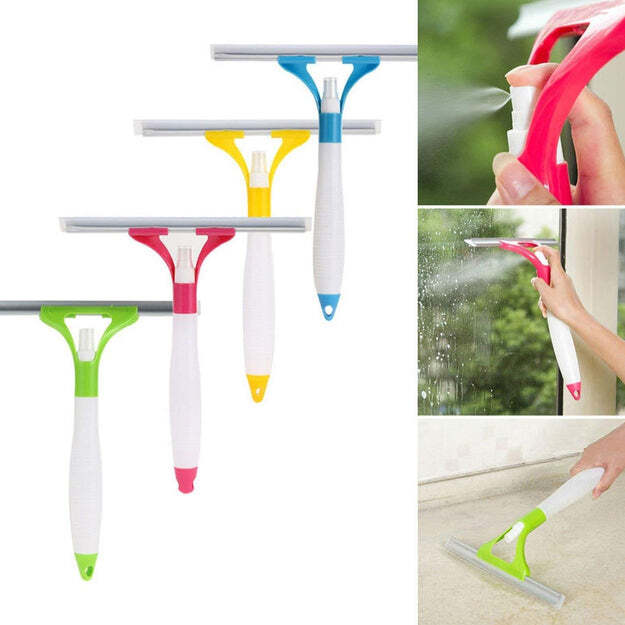 HOME PRACTICAL WASHING BRUSH MAGIC SPRAY TYPE CLEANING BRUSH WITH SPRAY BOTTLE GLASS WIPER WINDOW CLEAN SHAVE GLASS SPONGE CAR WINDOW CLEANING