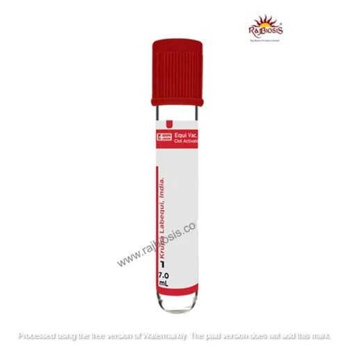 Vacuum Blood Collection Tubes - Glass, 100x10 mm, Red Color | 2-5 ml Capacity, Sterile with Rubber Stopper for Serum Testing