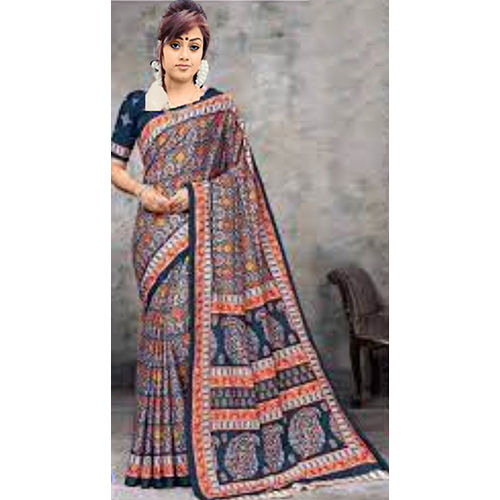 Buy Leeli Peeri Designer Women's PURE MALAI COTTON SAREE WITH CONTRAST BIG  PALLU AND TASSELS at Amazon.in