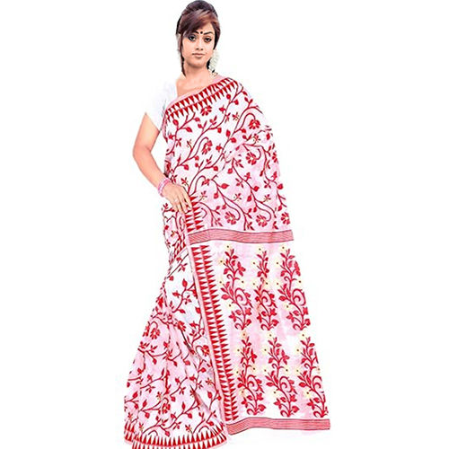 Different Available Designer Resham With Cotton Jamdani Rani Saree