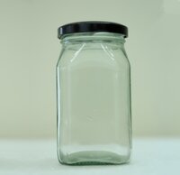 Toughened Glass Square Honey Jar - 500 G, Durable And Airtight Storage Solution For Food, Spices, And Chemicals 