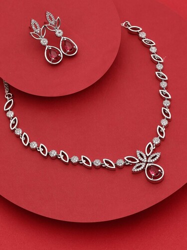 Designer Silver CZ Necklace