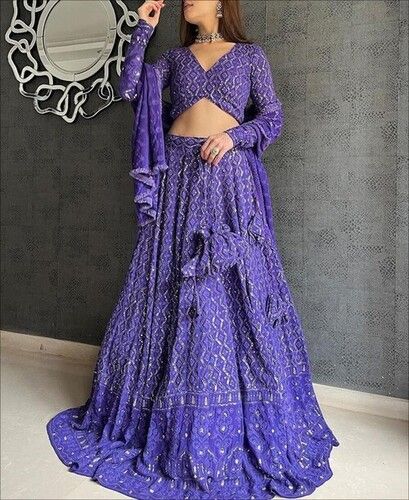 Purple Colored Party Wear Designer Lehenga Choli