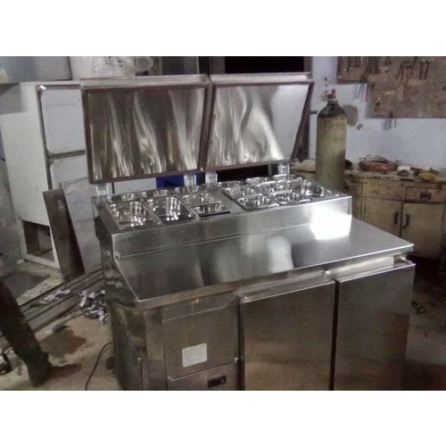 Pizza Makeline Refrigerator - Stainless Steel, Polished Silver Finish | Metal Design with Durable Build