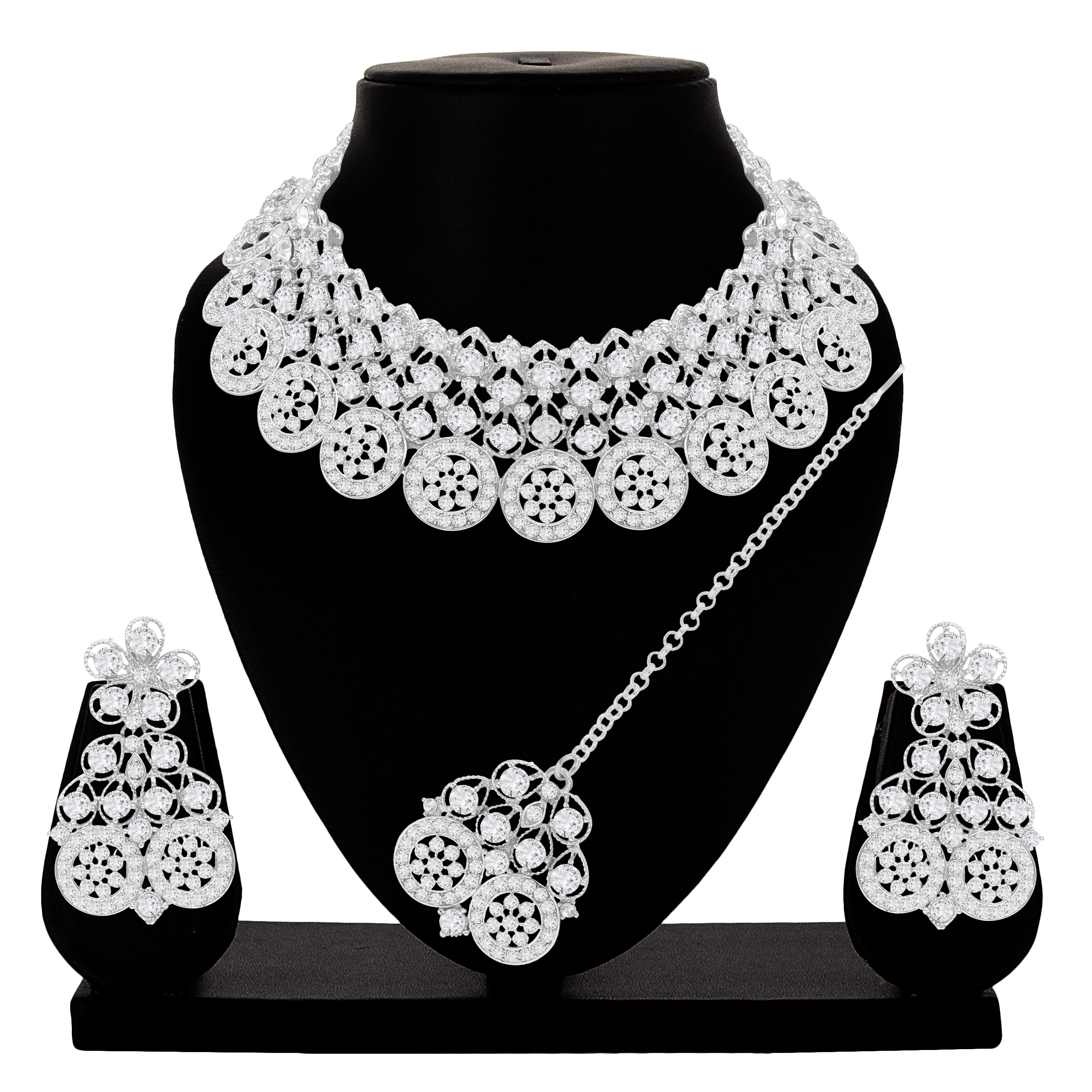 Luminous Round-Cut Austrian Diamond Choker Necklace Set