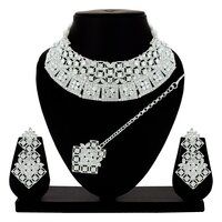Traditional Charm Square Choker Austrian Diamond Necklace Set