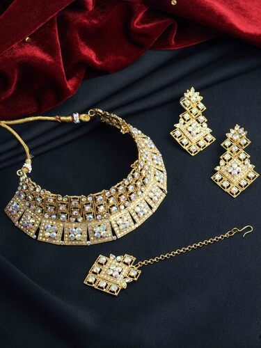 Charm Square Choker Austrian Diamond Necklace Set