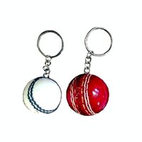 Promotional Leather Ball Key Chains - Leather, Small Size, White And Black Colors | Handcrafted Miniature Cricket Ball Key Chain