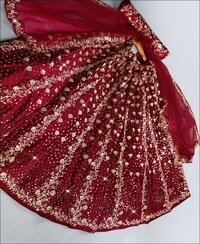 Dark Maroon Silk Lehenga Choli