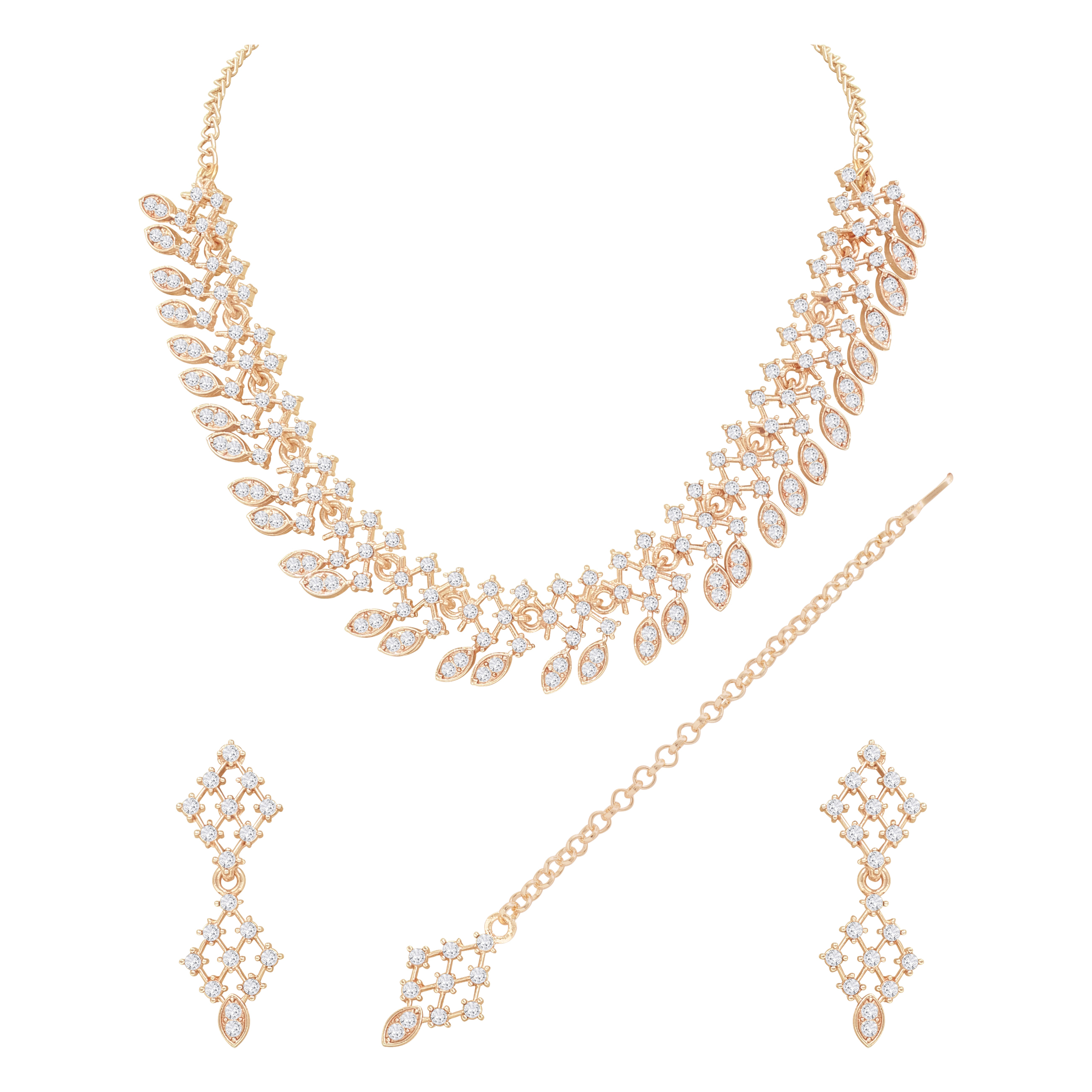 Diamond Petal Delight Choker Necklace Set