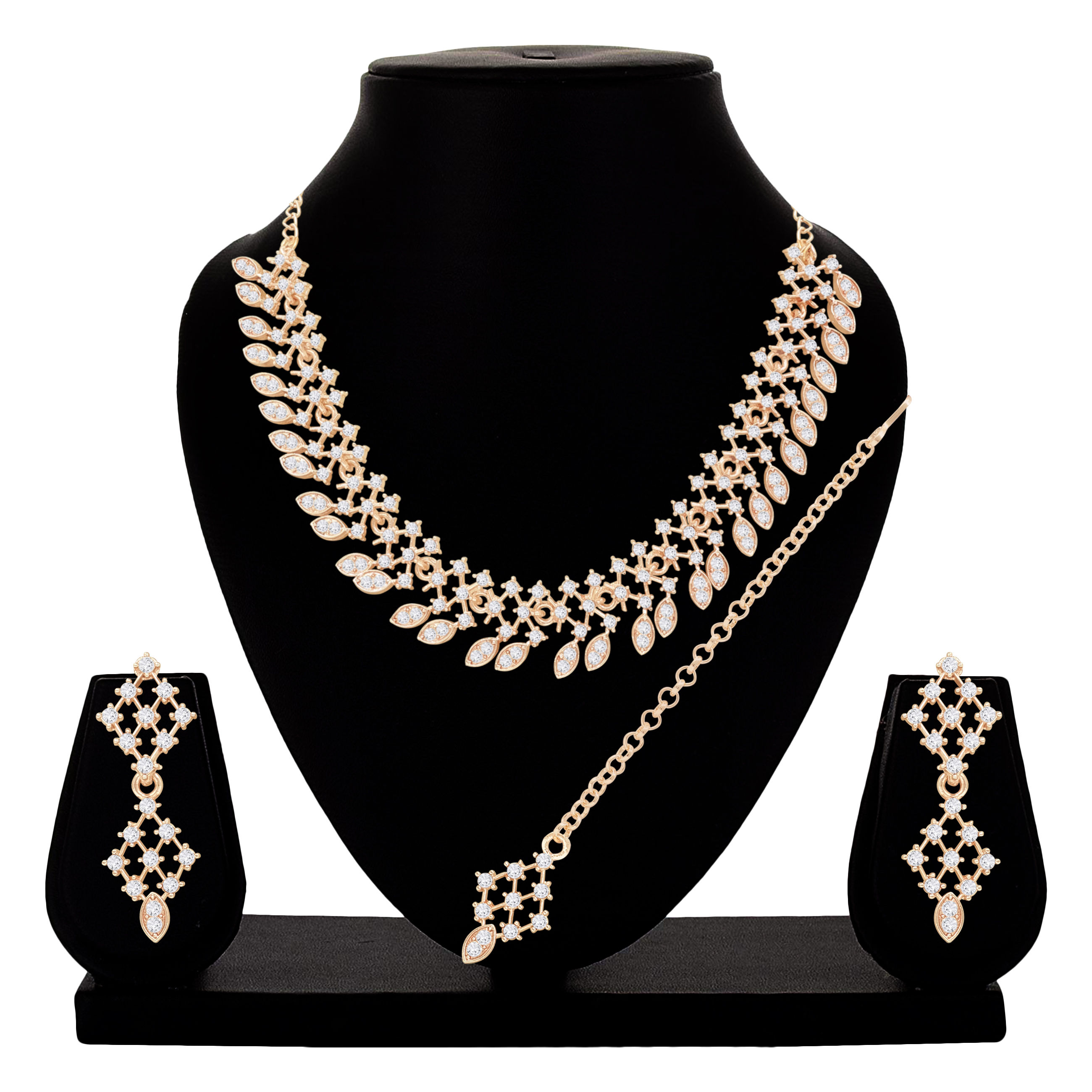 Diamond Petal Delight Choker Necklace Set