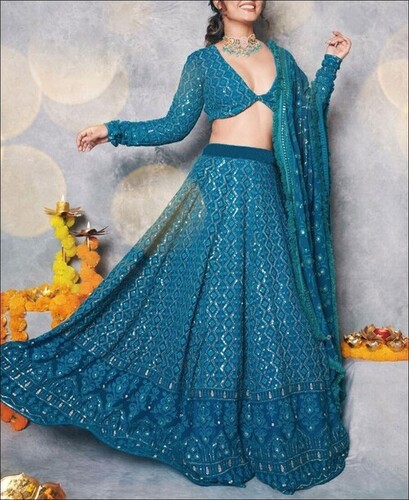 Rama Colored Party Wear Designer Lehenga Choli