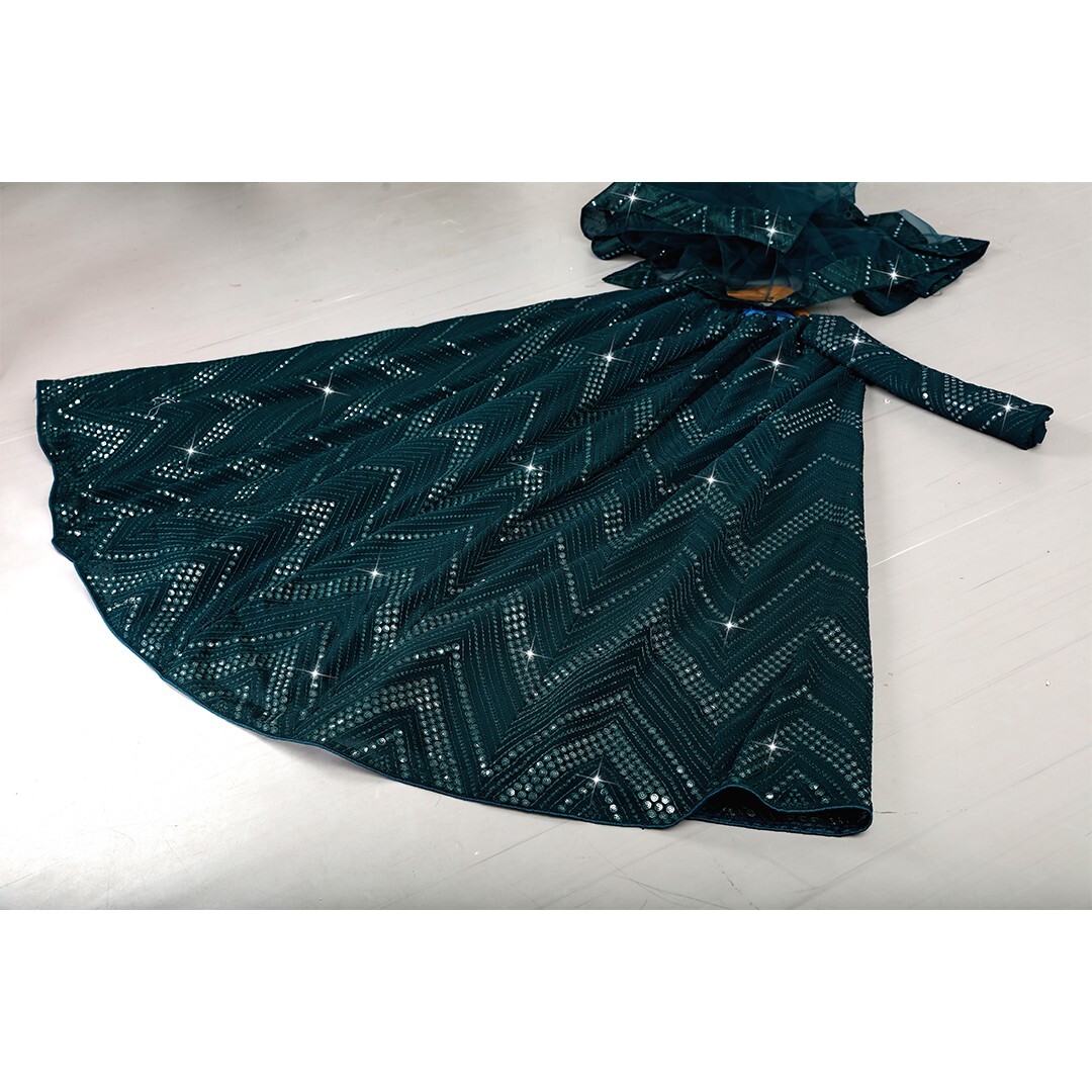 Bottle Green color Faux Georgette Lehenga Choli