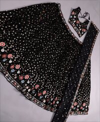 Black Colored Designer Party Wear Embroidery Work Lehenga Choli