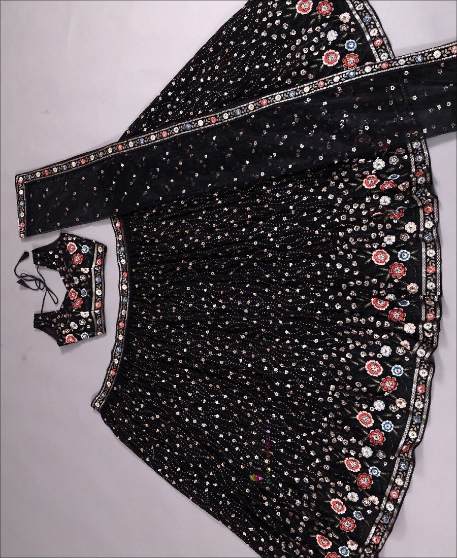 Black Colored Designer Party Wear Embroidery Work Lehenga Choli