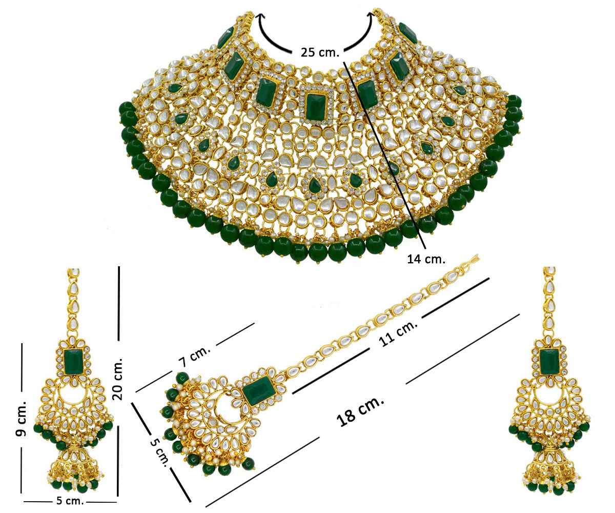Bridal Kundan Choker Necklace Earring with Maangtikka Jewelry set