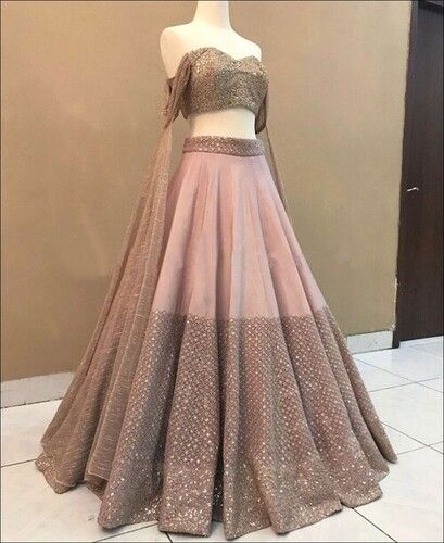 Peach Colored Cotton Silk Designer Lehenga Choli