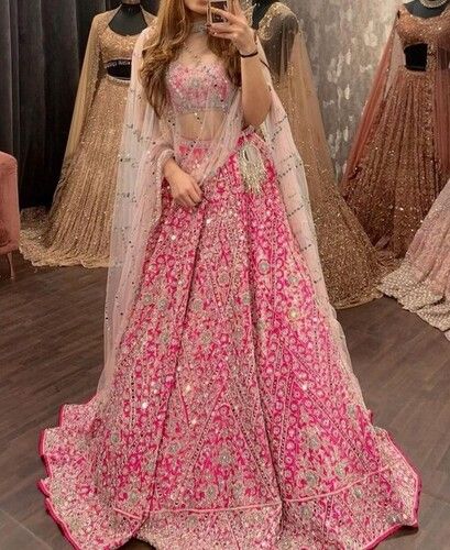 Rani Pink Coloured Sequence Embroidery Work Party Wear Lehenga Choli