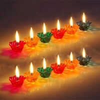 Decorative Diwali Diya Set - Wax Material, Multicolor Variants | Votive Shape, Flickering Display, Perfect for Celebrations