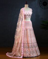 Baby Pink Coloured Sequence Emroidery Work Lehenga Choli