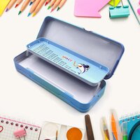 METAL PENCIL BOX PENCIL CASE DOUBLE COMPARTMENT FOR KIDS STATIONERY COMPASS BOX