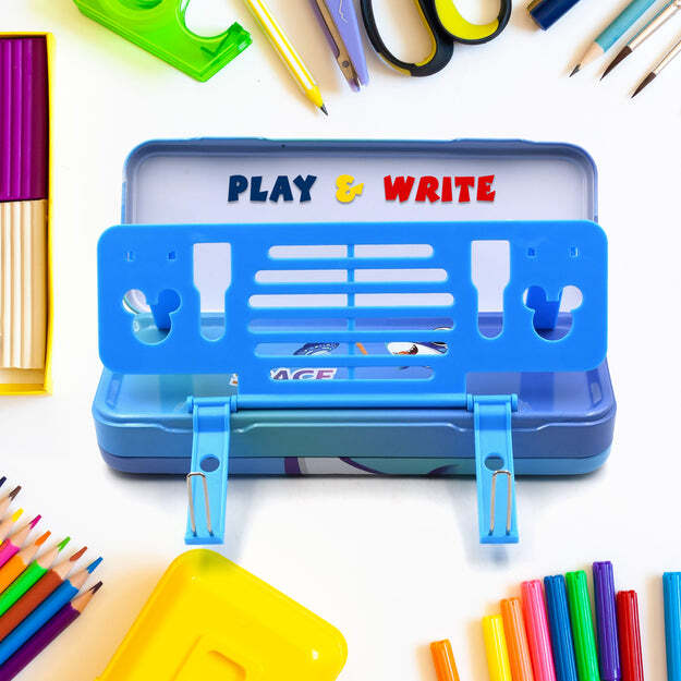 METAL PENCIL BOX PENCIL CASE DOUBLE COMPARTMENT FOR KIDS STATIONERY COMPASS BOX