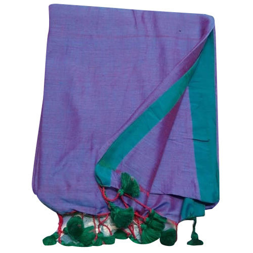 Multicolor Handloom  Cotton Fabric Dual Tone Saree With Blouse