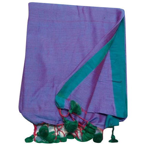 Handloom  Cotton Fabric Dual Tone Saree With Blouse