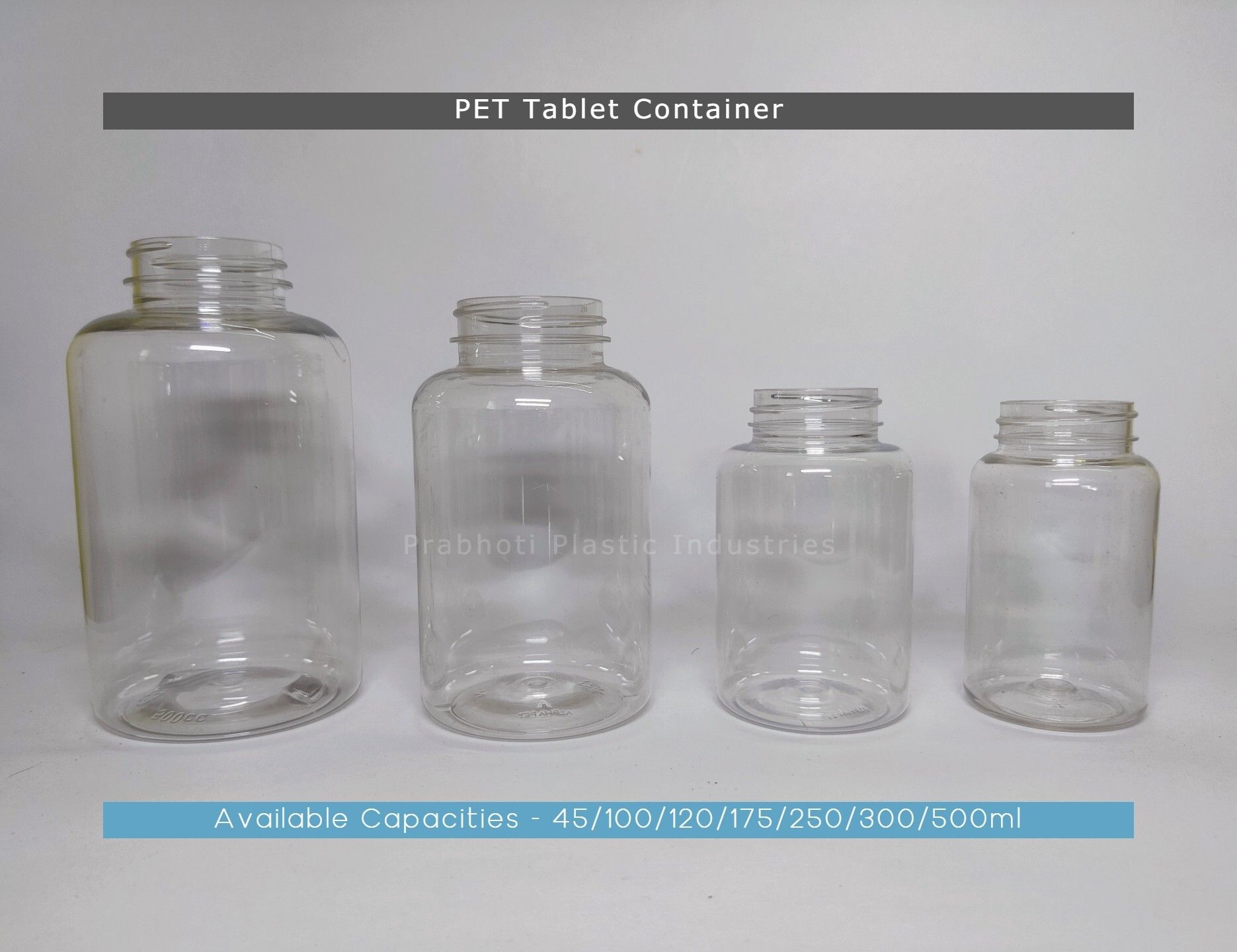 Pet Tablet Container with metalized Caps