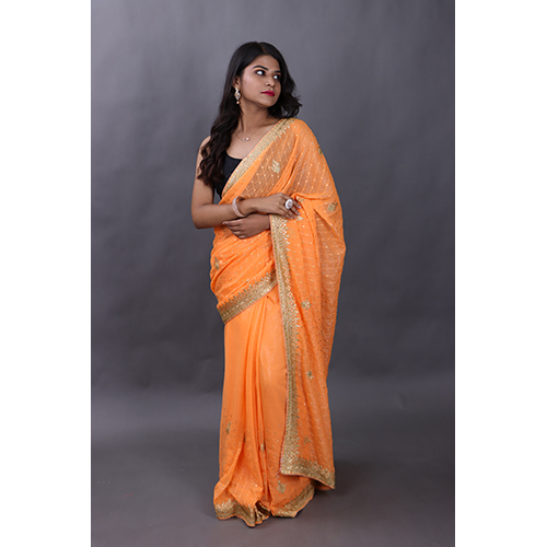 Casual Orange Designer Saree