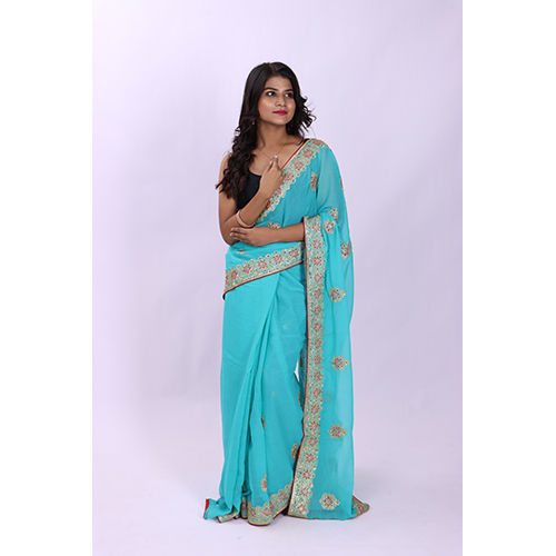 Casual Sky Blue Designer Saree