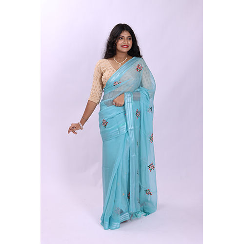 Casual Sky Blue Shade Fancy Saree